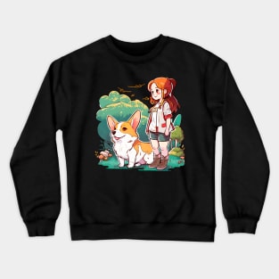 Corgi Girl Funny Pembroke Welsh Corgi Vintage Dog Lover Crewneck Sweatshirt